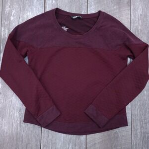 The North Face Sweatshirt Womens Small Recover Up Quilted Pullover Burgandy Top